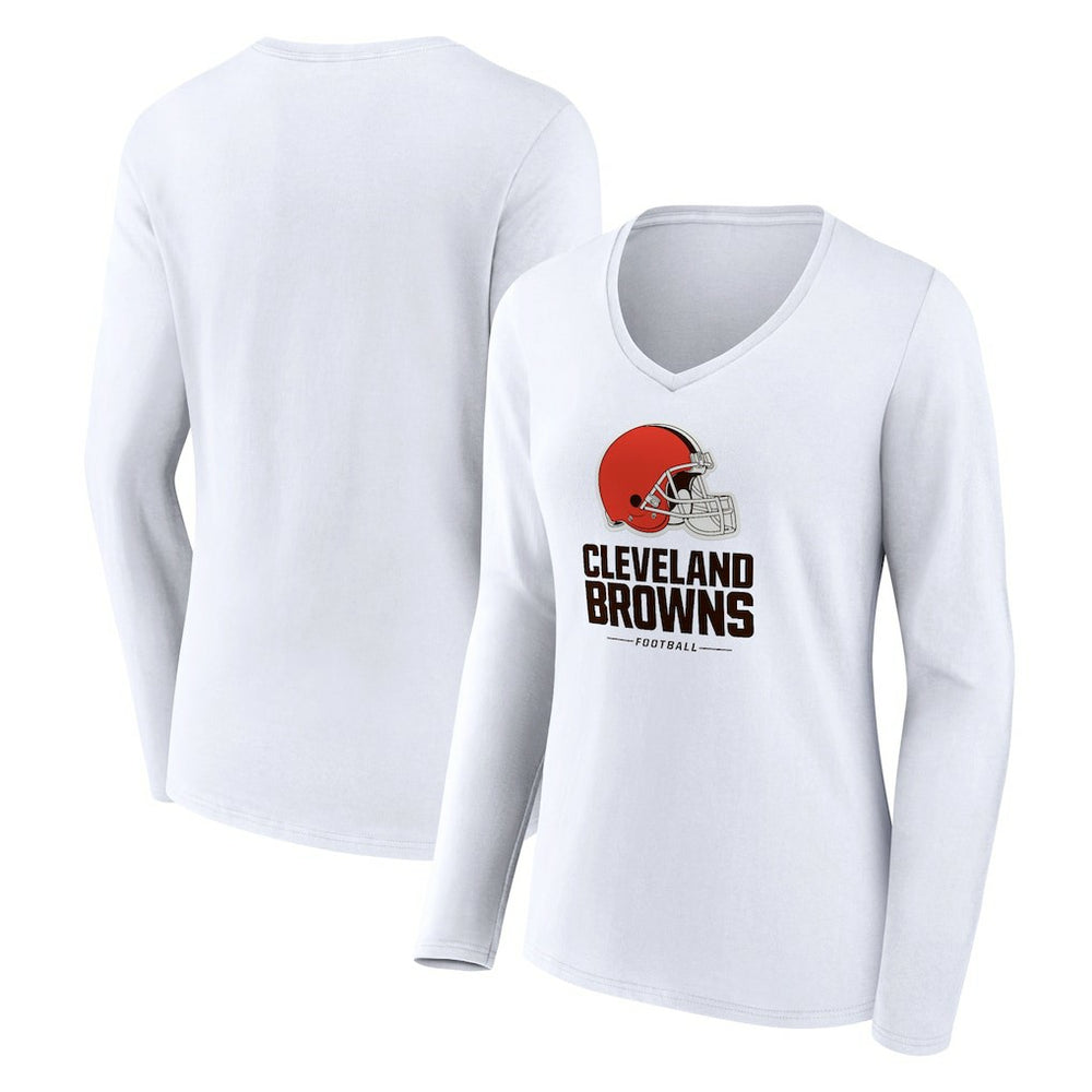 Women's Team Lockup Long Sleeve V-Neck T-Shirt - Cleveland Browns