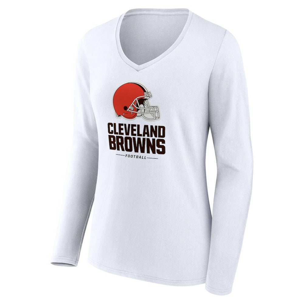 Women's Team Lockup Long Sleeve V-Neck T-Shirt - Cleveland Browns