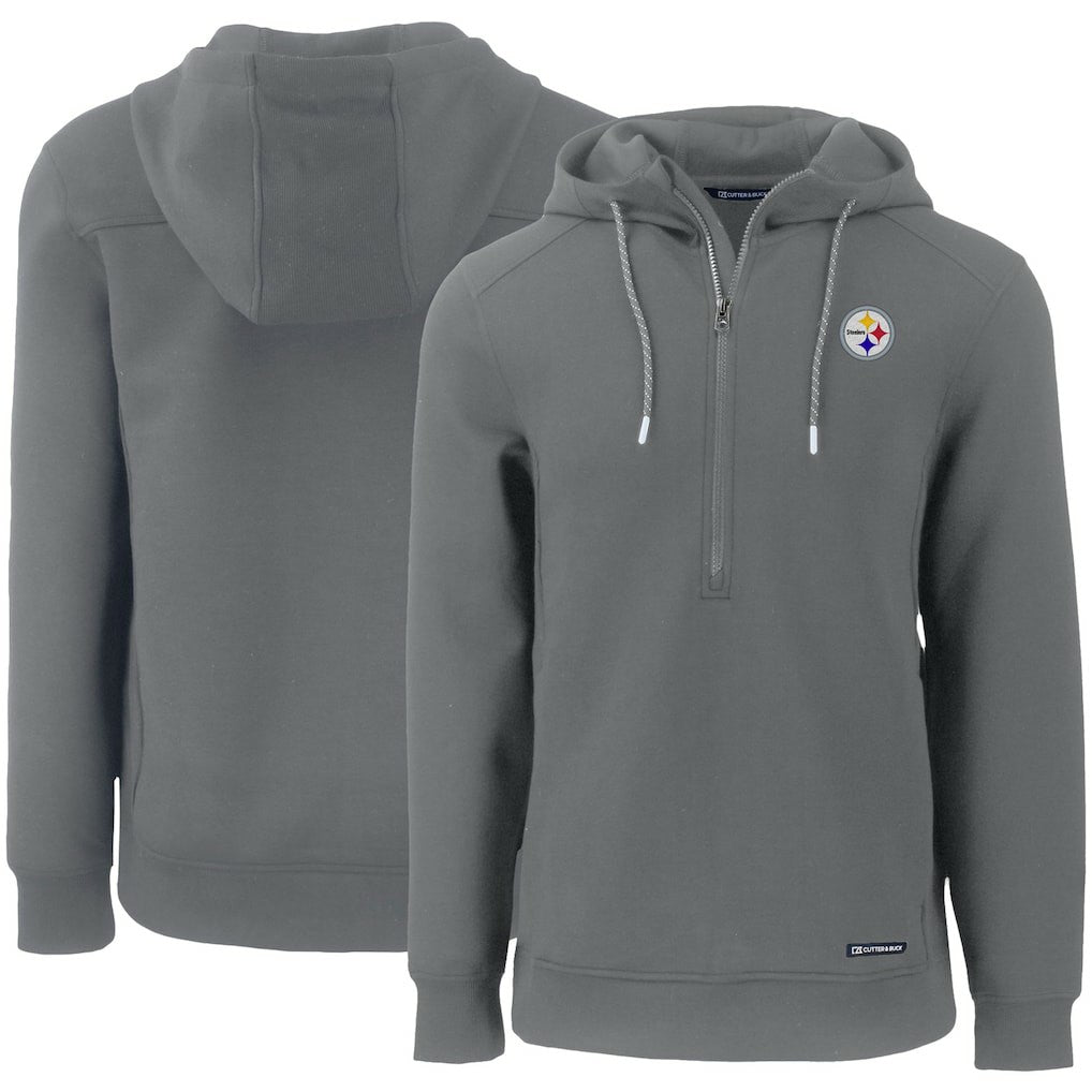 Cutter & Buck Primary Mark Roam Eco Recycled Half-Zip Pullover Hoodie - Pittsburgh Steelers