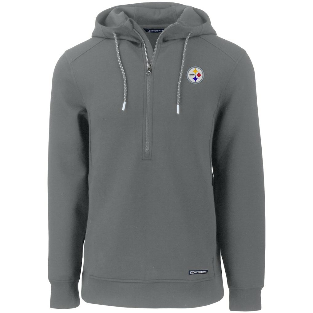 Cutter & Buck Primary Mark Roam Eco Recycled Half-Zip Pullover Hoodie - Pittsburgh Steelers