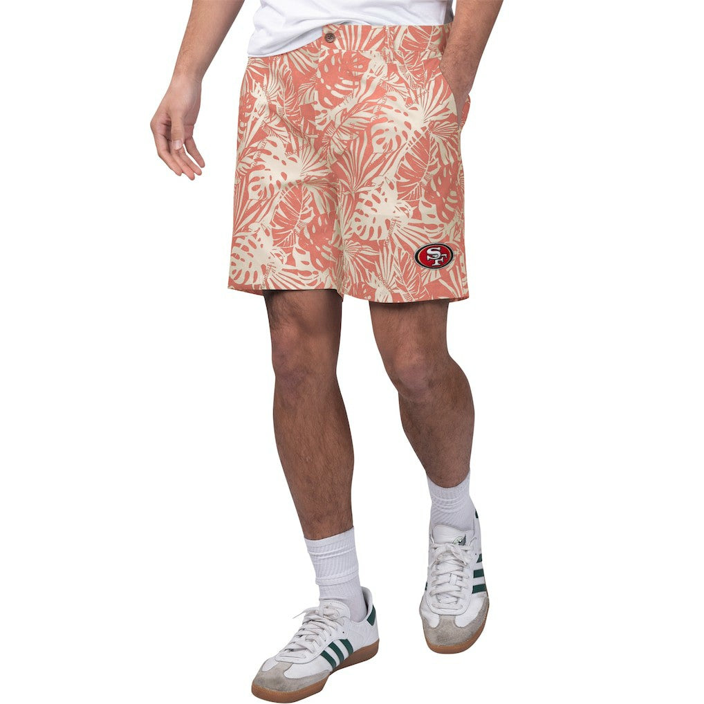 Margaritaville Sandwashed Monstera Print Amphib Shorts - San Francisco 49ers