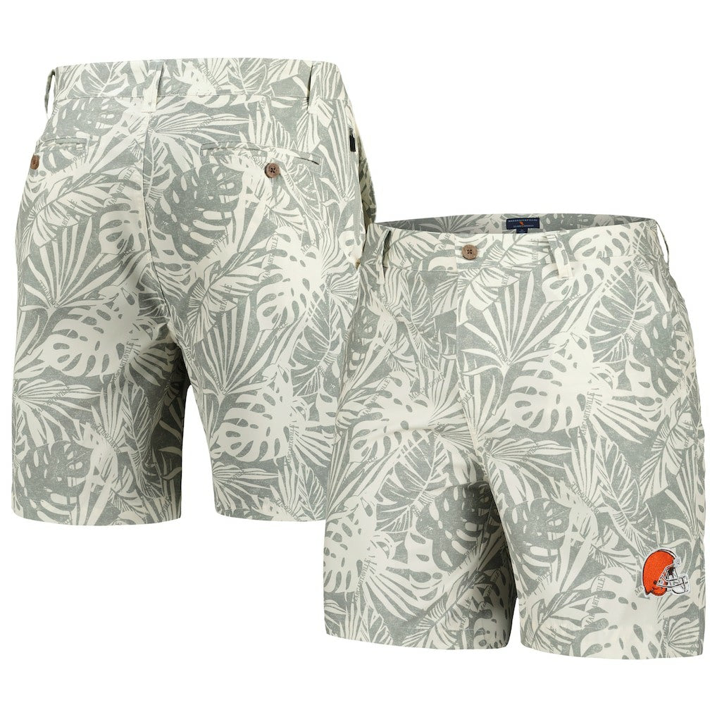 Margaritaville Sandwashed Monstera Print Amphib Shorts - Cleveland Browns