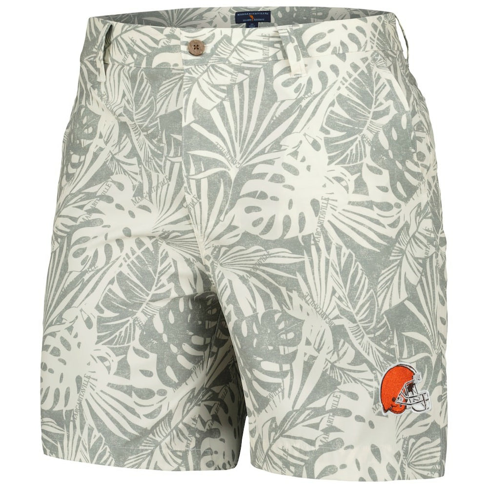 Margaritaville Sandwashed Monstera Print Amphib Shorts - Cleveland Browns