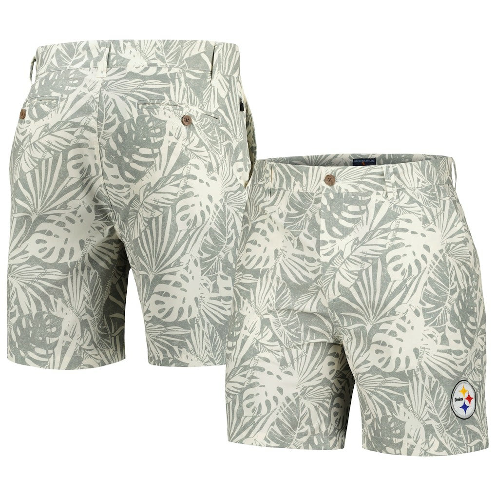 Margaritaville Sandwashed Monstera Print Amphib Shorts - Pittsburgh Steelers