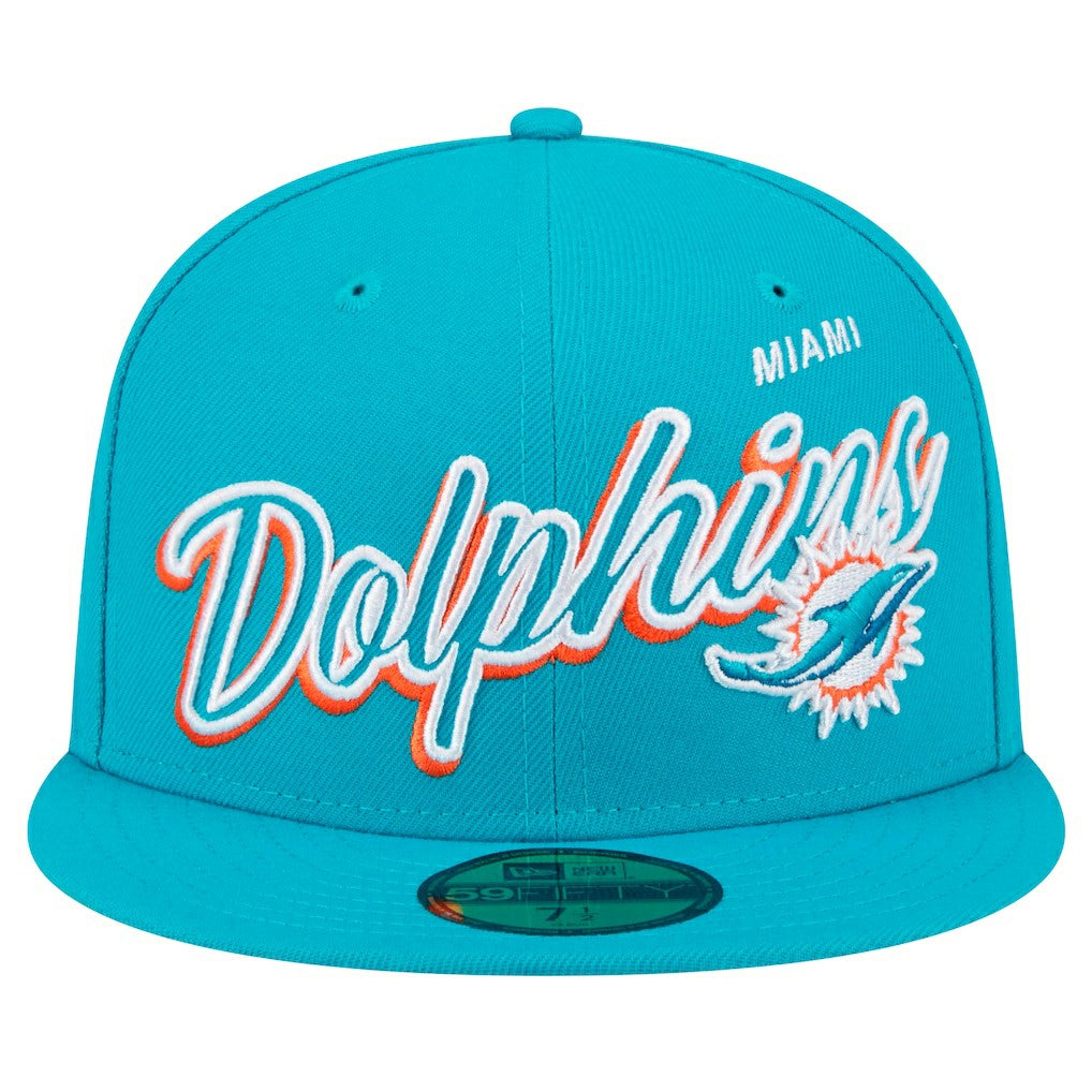 Script Sided 59FIFTY Fitted Hat - Miami Dolphins
