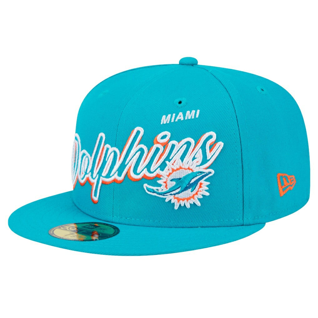 Script Sided 59FIFTY Fitted Hat - Miami Dolphins