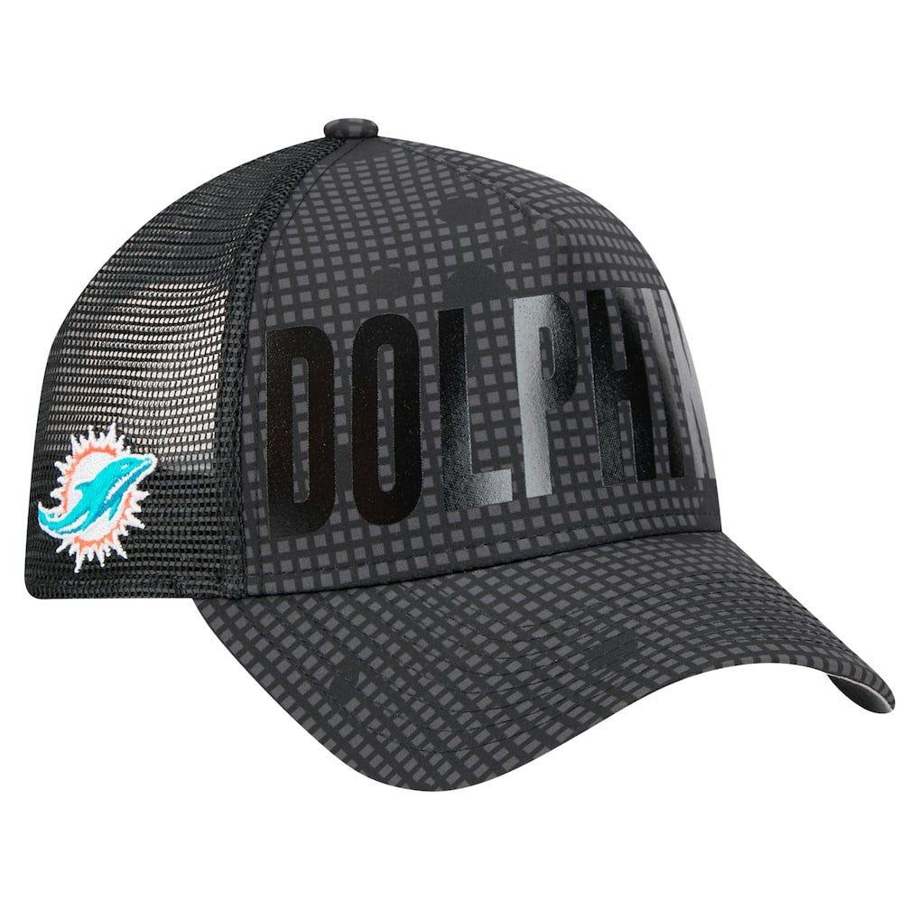 Midnight Ink Tonal Text A-Frame Trucker 9FORTY Adjustable Hat - Miami Dolphins
