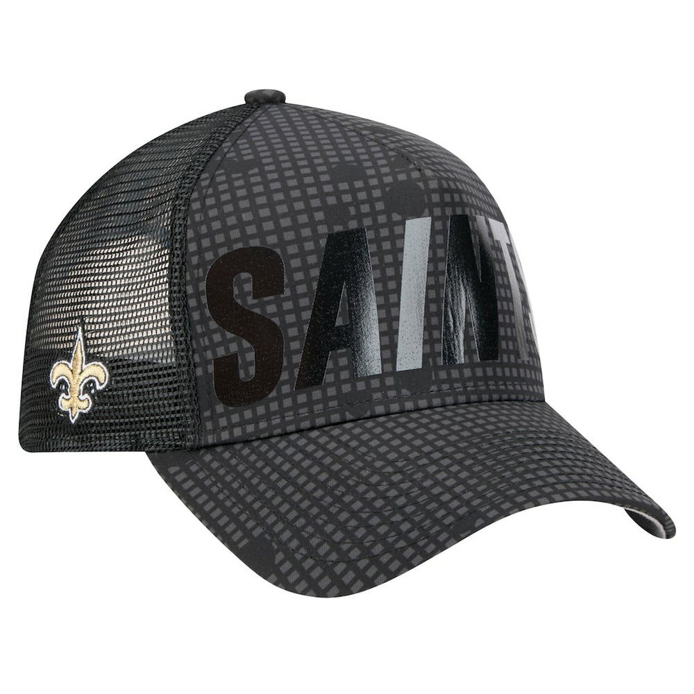 Midnight Ink Tonal Text A-Frame Trucker 9FORTY Adjustable Hat - New Orleans Saints