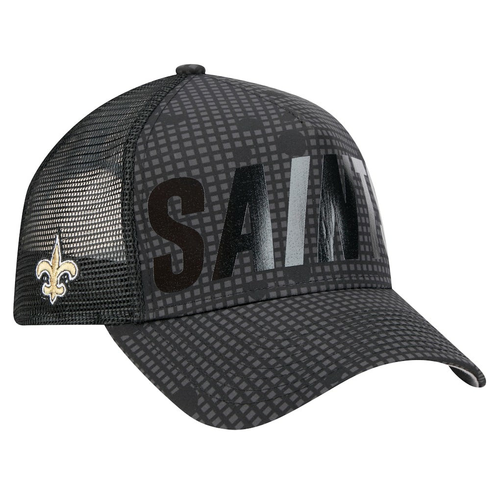 Midnight Ink Tonal Text A-Frame Trucker 9FORTY Adjustable Hat - New Orleans Saints