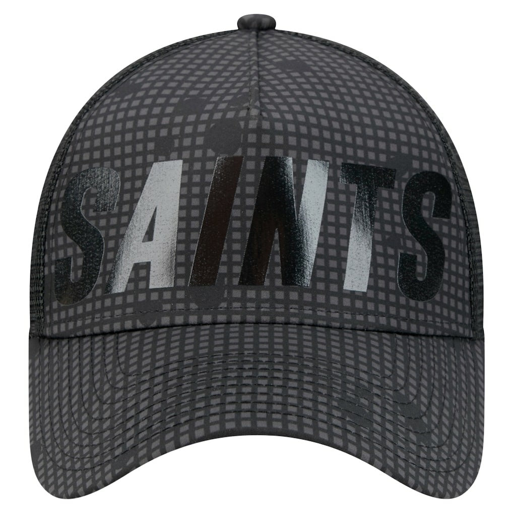 Midnight Ink Tonal Text A-Frame Trucker 9FORTY Adjustable Hat - New Orleans Saints