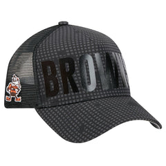 Throwback Midnight Ink Tonal Text A-Frame Trucker 9FORTY Adjustable Hat - Cleveland Browns