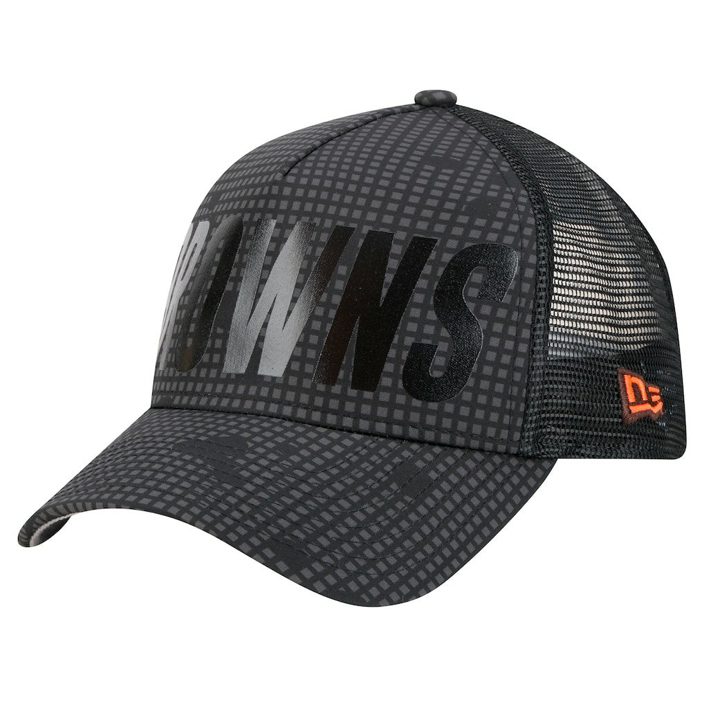 Throwback Midnight Ink Tonal Text A-Frame Trucker 9FORTY Adjustable Hat - Cleveland Browns