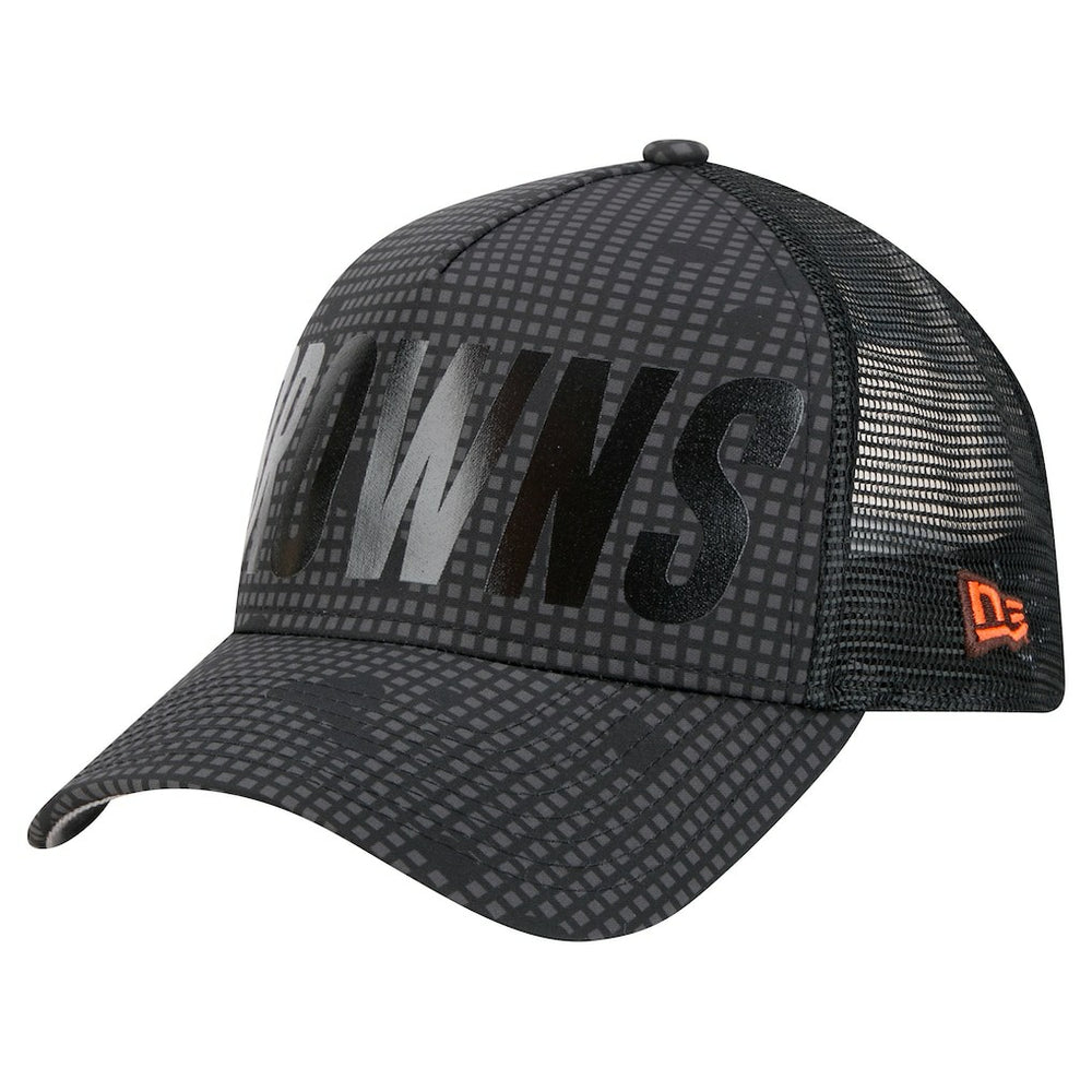 Throwback Midnight Ink Tonal Text A-Frame Trucker 9FORTY Adjustable Hat - Cleveland Browns