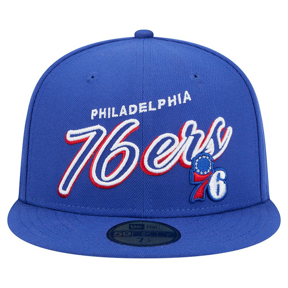 NBA Philadelphia 76ers Sport Night Script Sided 59FIFTY Fitted Hat