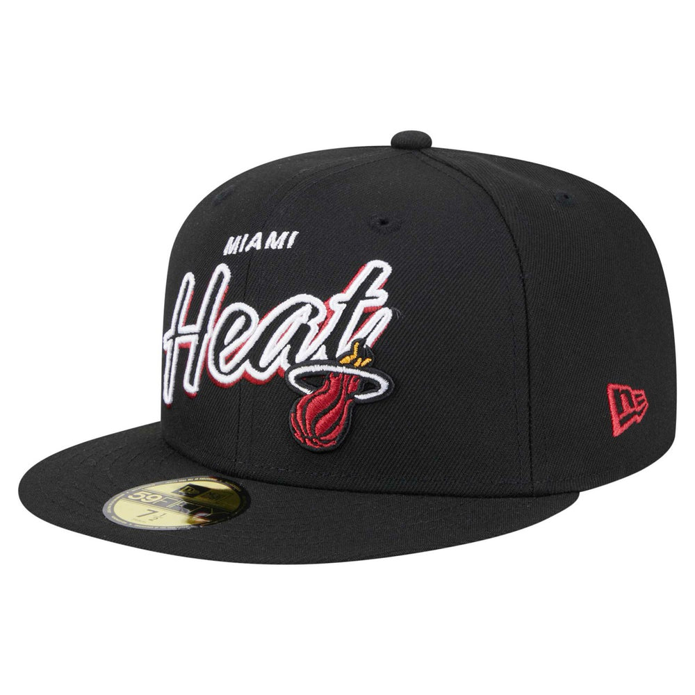 NBA Miami Heat Sport Night Script Sided 59FIFTY Fitted Hat
