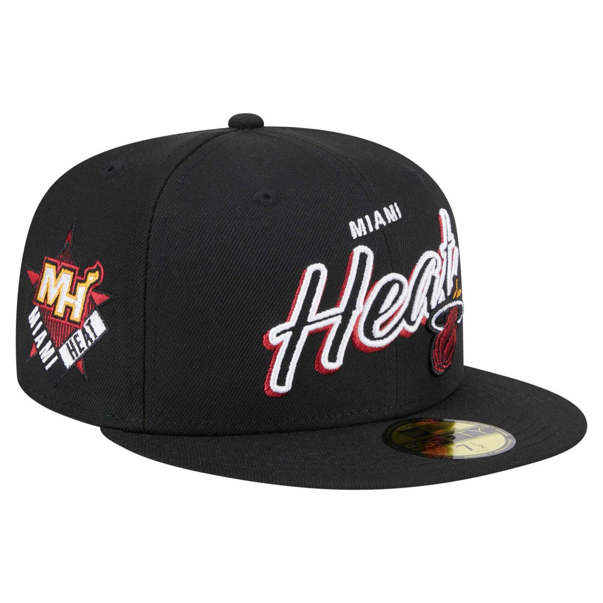 NBA Miami Heat Sport Night Script Sided 59FIFTY Fitted Hat
