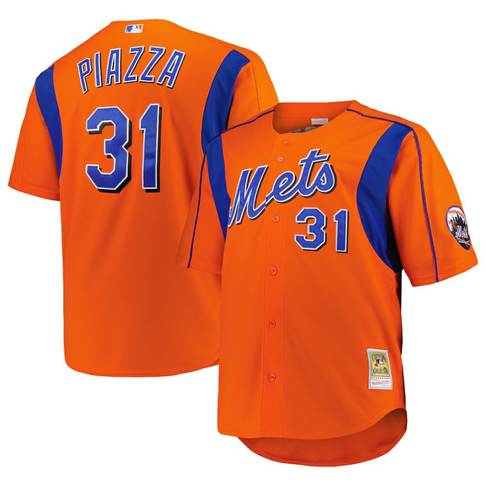 MLB Mike Piazza New York Mets Mitchell & Ness Big & Tall Cooperstown Mesh Batting Practice Jersey