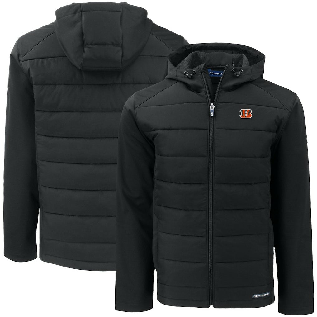 Cutter & Buck Big & Tall Evoke Hybrid Eco Softshell Recycled Full-Zip Hooded Jacket - Cincinnati Bengals