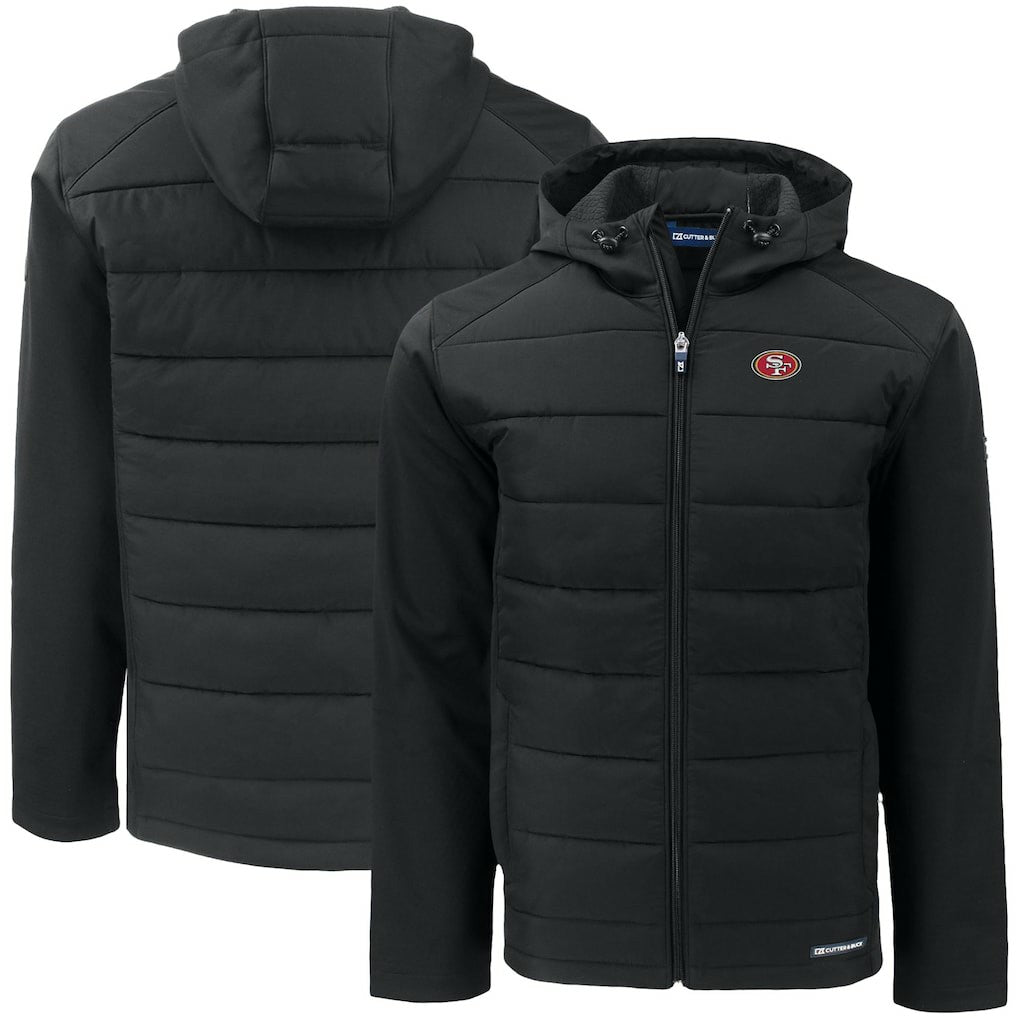 Cutter & Buck Big & Tall Evoke Hybrid Eco Softshell Recycled Full-Zip Hooded Jacket - San Francisco 49ers