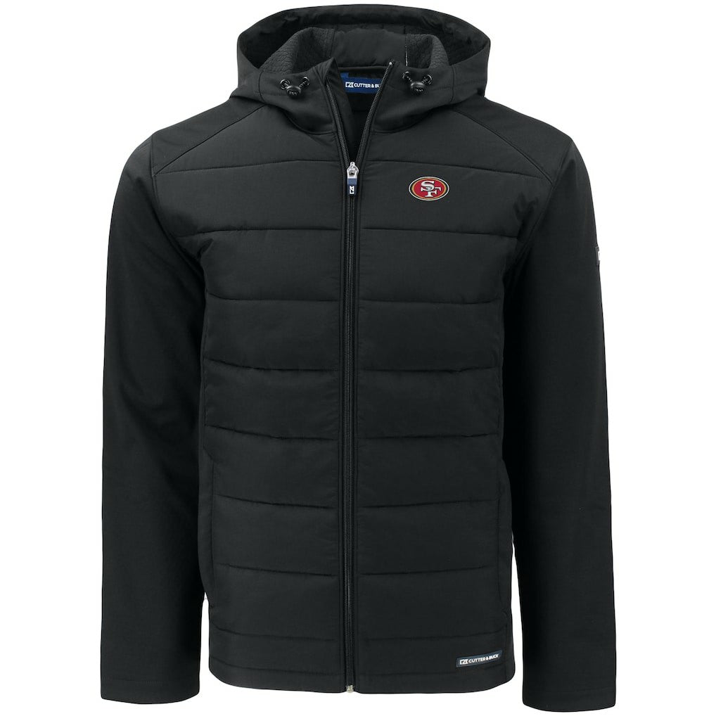 Cutter & Buck Big & Tall Evoke Hybrid Eco Softshell Recycled Full-Zip Hooded Jacket - San Francisco 49ers