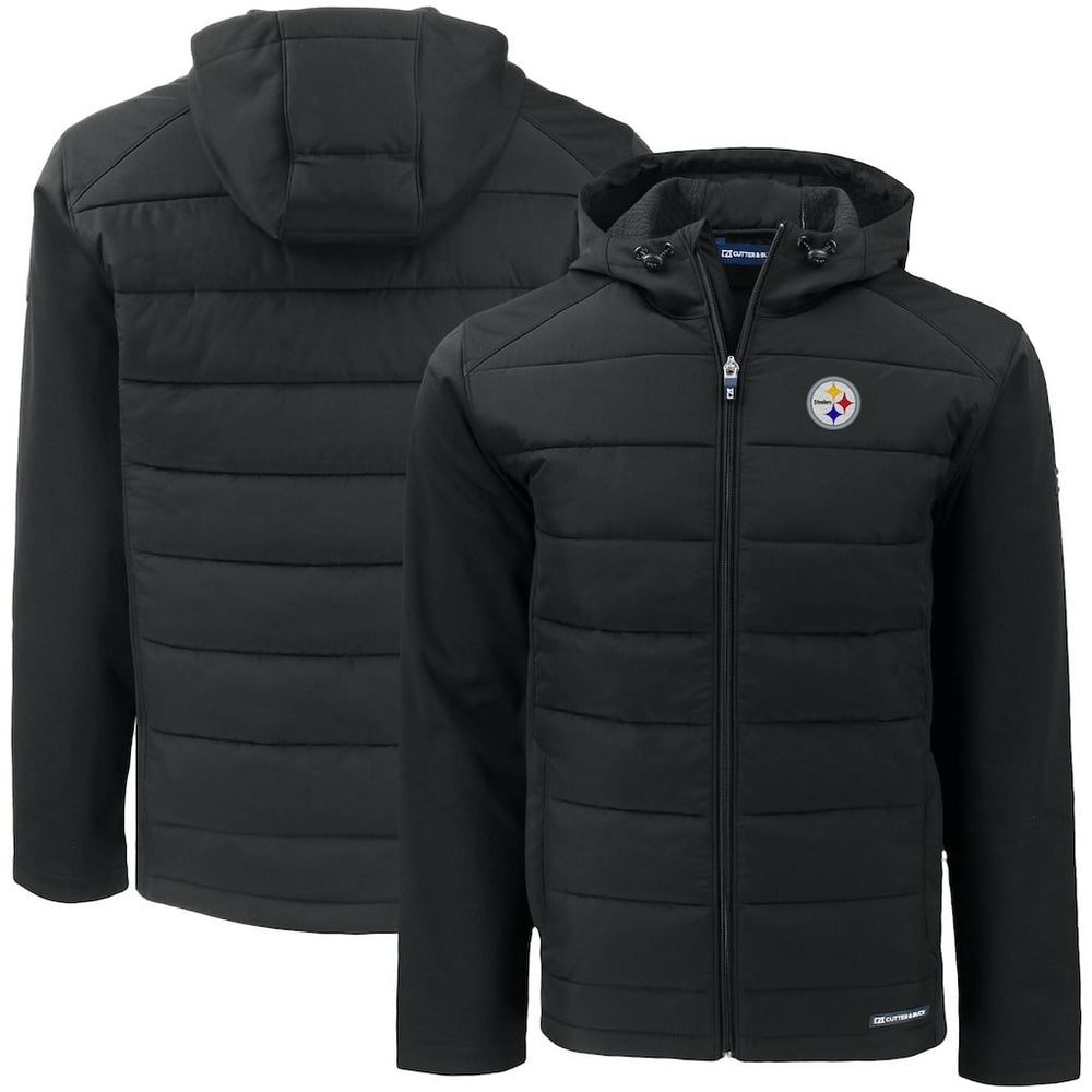 Cutter & Buck Big & Tall Evoke Hybrid Eco Softshell Recycled Full-Zip Hooded Jacket - Pittsburgh Steelers