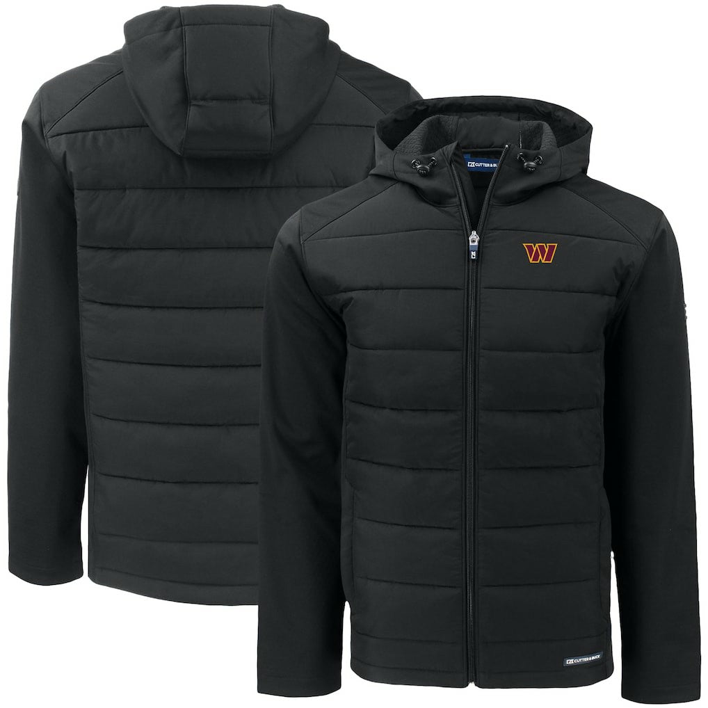 Cutter & Buck Big & Tall Evoke Hybrid Eco Softshell Recycled Full-Zip Hooded Jacket - Washington Commanders