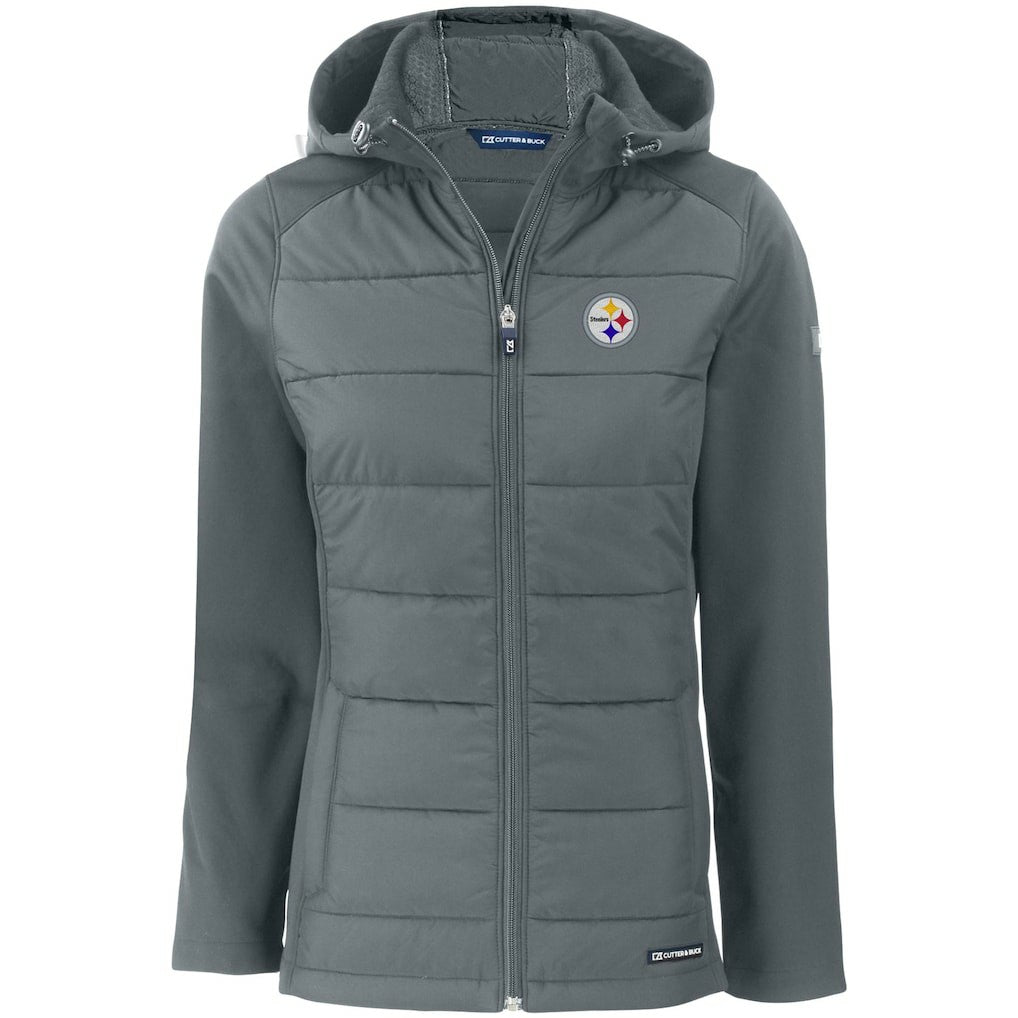Cutter & Buck Women's Evoke PrimaLoft Hybrid Eco Softshell Recycled Full-Zip Hooded Jacket - Pittsburgh Steelers