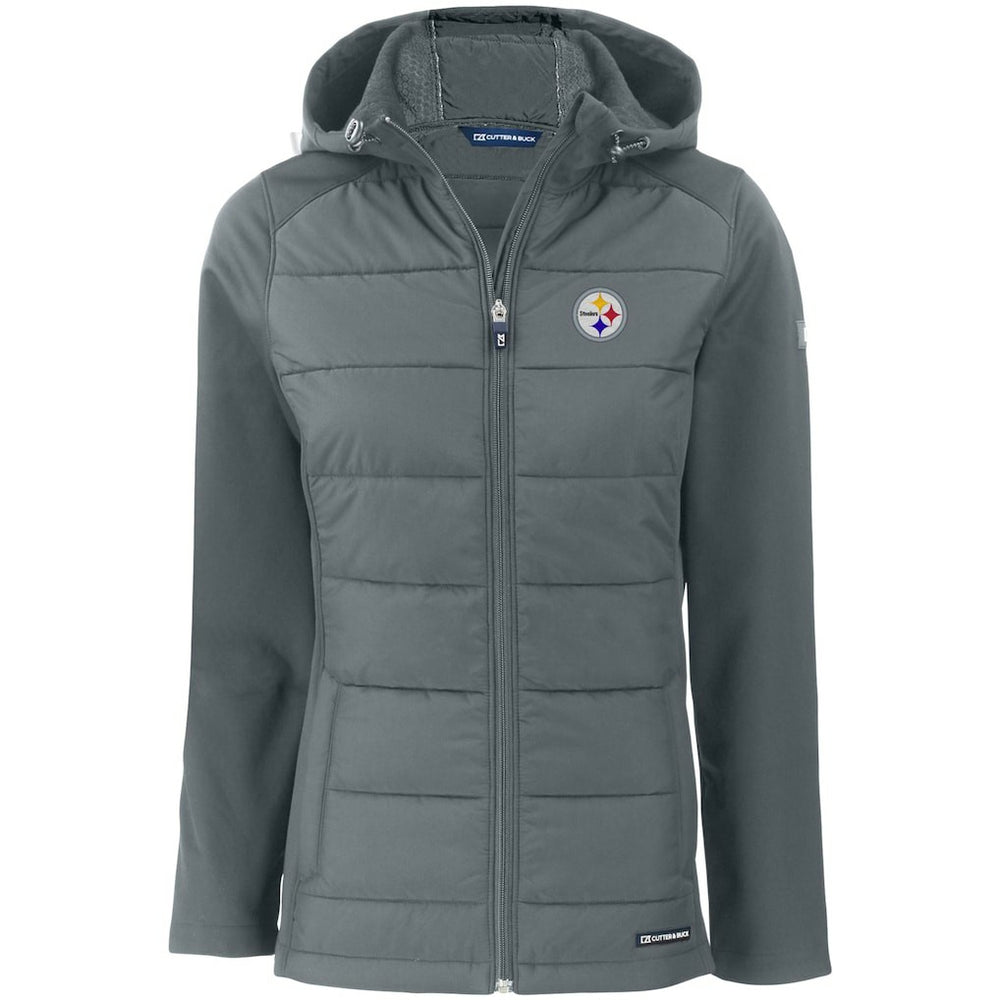 Cutter & Buck Women's Evoke PrimaLoft Hybrid Eco Softshell Recycled Full-Zip Hooded Jacket - Pittsburgh Steelers