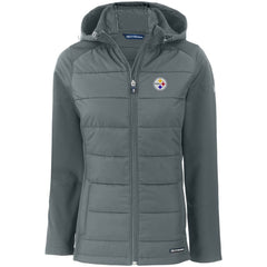 Cutter & Buck Women's Evoke PrimaLoft Hybrid Eco Softshell Recycled Full-Zip Hooded Jacket - Pittsburgh Steelers