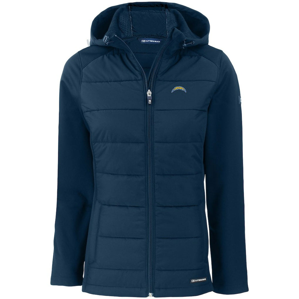 Cutter & Buck Women's Evoke PrimaLoft Hybrid Eco Softshell Recycled Full-Zip Hooded Jacket - Los Angeles Chargers