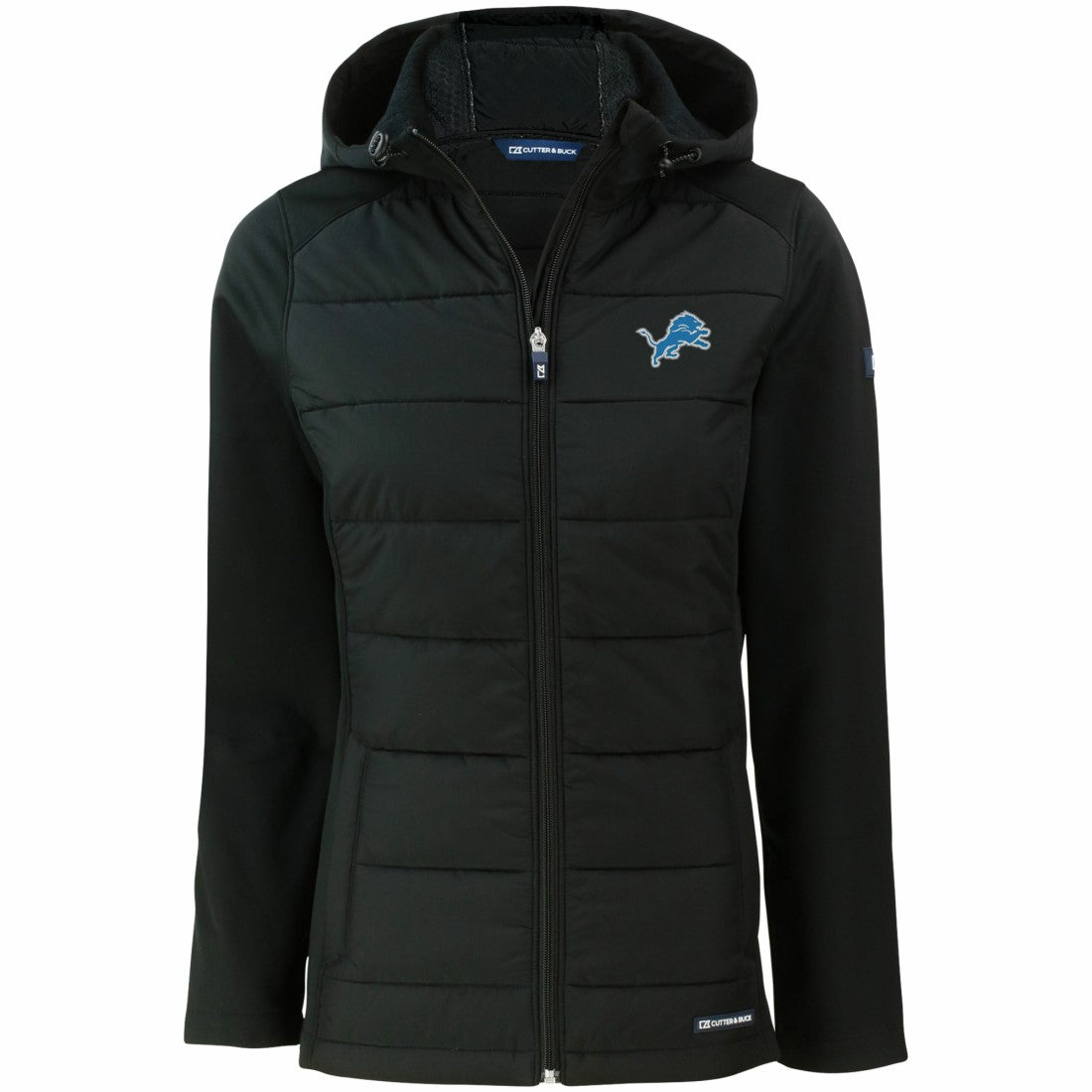 Cutter & Buck Women's Evoke PrimaLoft Hybrid Eco Softshell Recycled Full-Zip Hooded Jacket - Detroit Lions