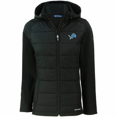 Cutter & Buck Women's Evoke PrimaLoft Hybrid Eco Softshell Recycled Full-Zip Hooded Jacket - Detroit Lions