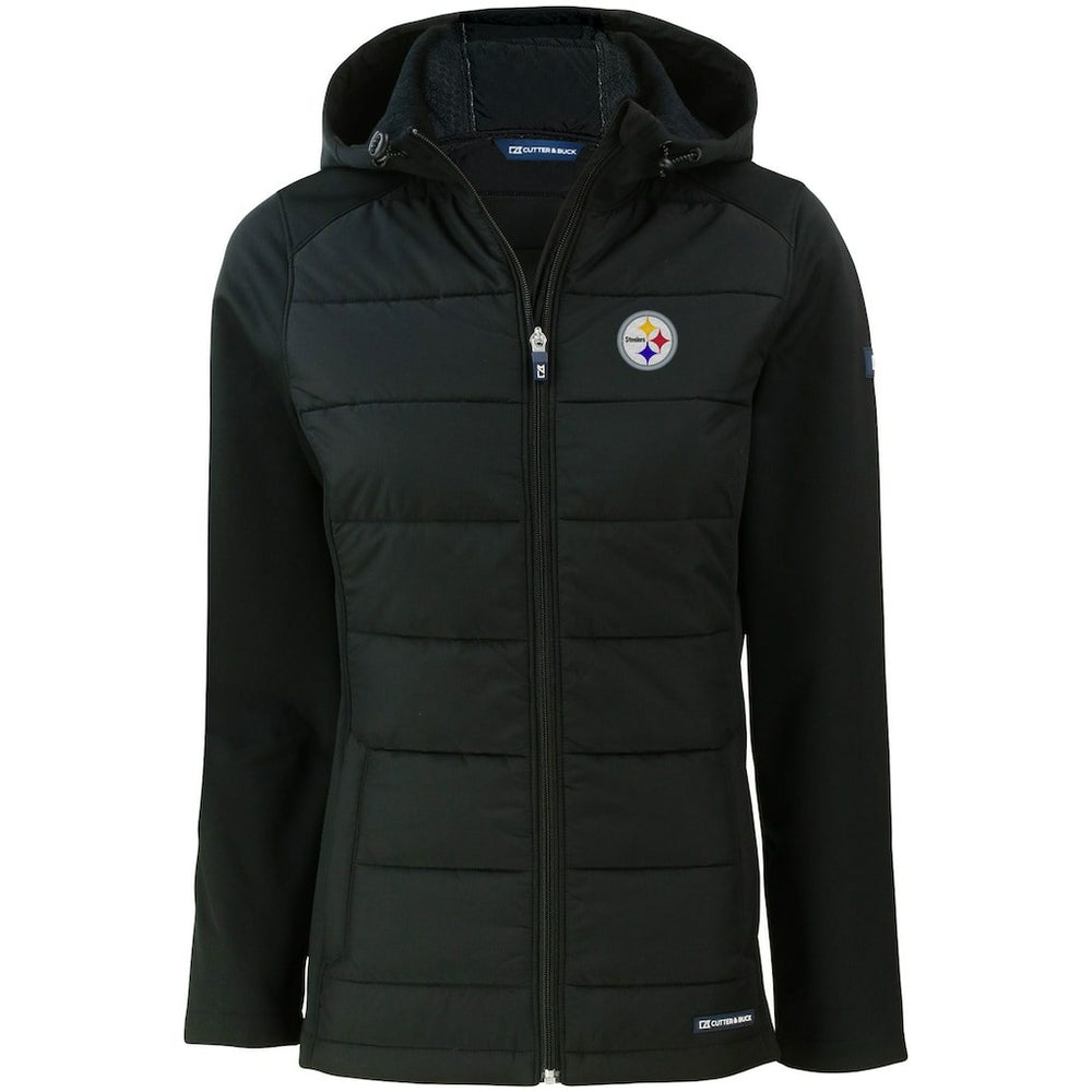 Cutter & Buck Women's Evoke PrimaLoft Hybrid Eco Softshell Recycled Full-Zip Hooded Jacket - Pittsburgh Steelers
