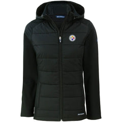 Cutter & Buck Women's Evoke PrimaLoft Hybrid Eco Softshell Recycled Full-Zip Hooded Jacket - Pittsburgh Steelers