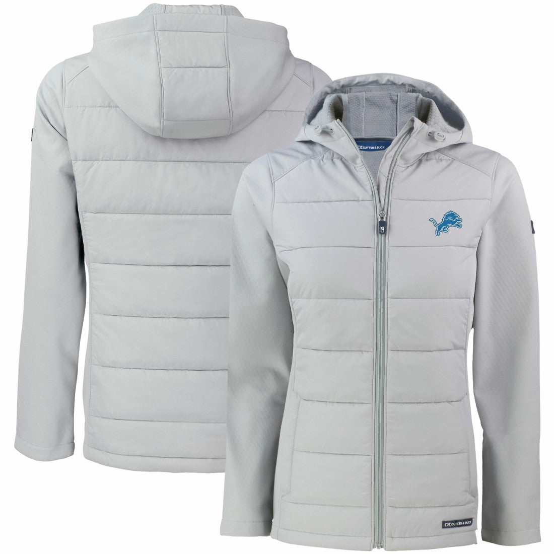 Cutter & Buck Women's Evoke PrimaLoft Hybrid Eco Softshell Recycled Full-Zip Hooded Jacket - Detroit Lions
