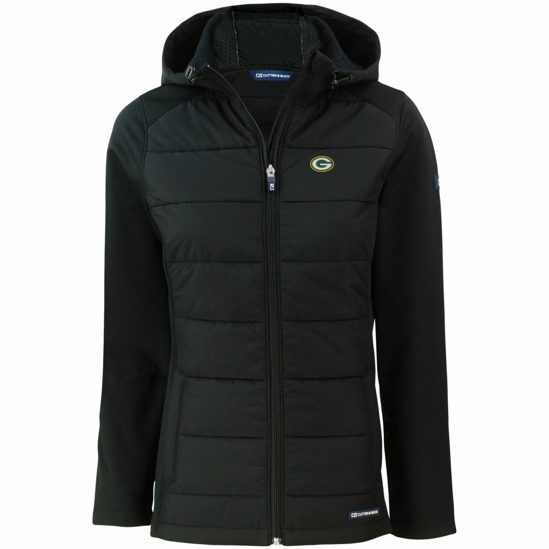 Cutter & Buck Women's Evoke PrimaLoft Hybrid Eco Softshell Recycled Full-Zip Hooded Jacket - Green Bay Packers