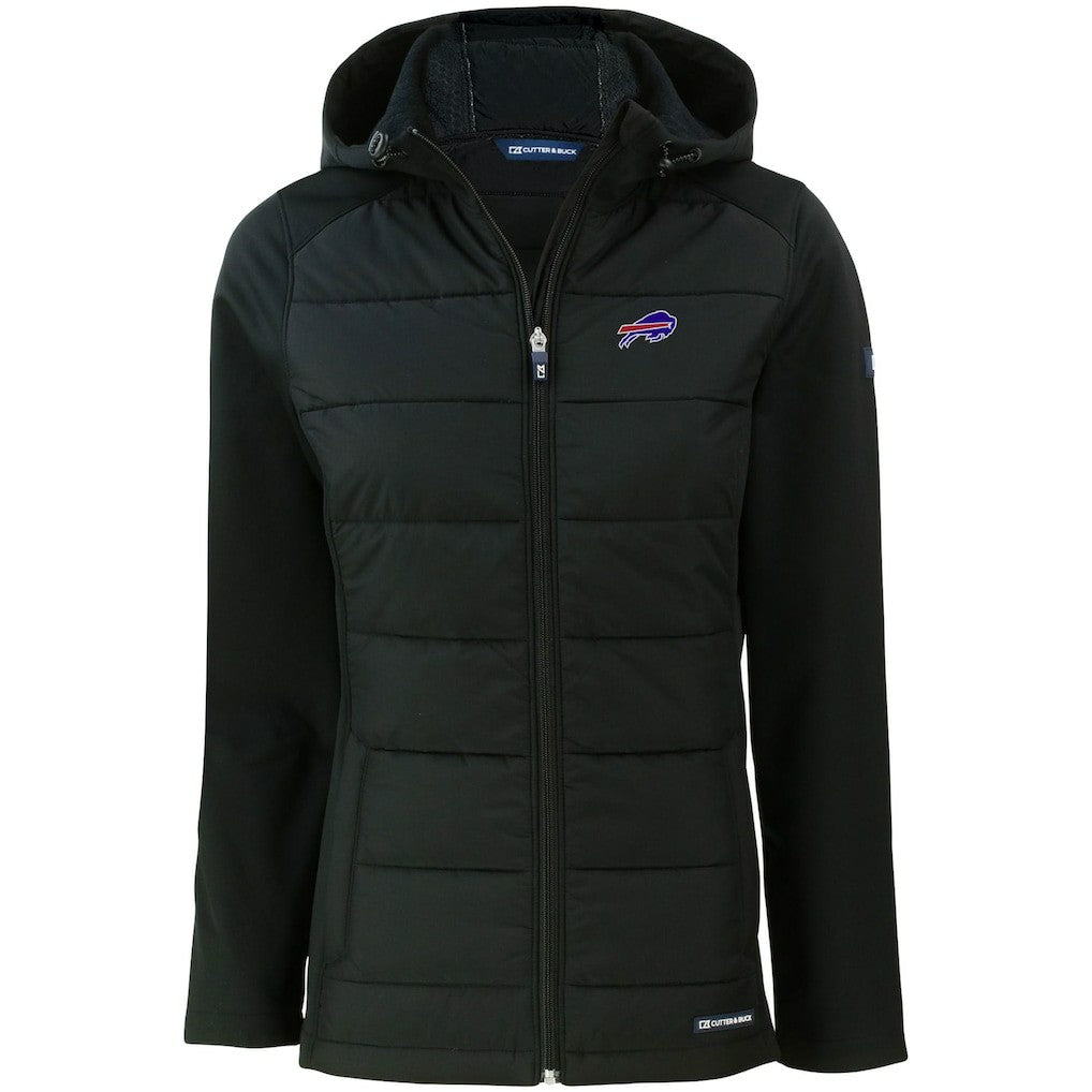 Cutter & Buck Women's Evoke PrimaLoft Hybrid Eco Softshell Recycled Full-Zip Hooded Jacket - Buffalo Bills