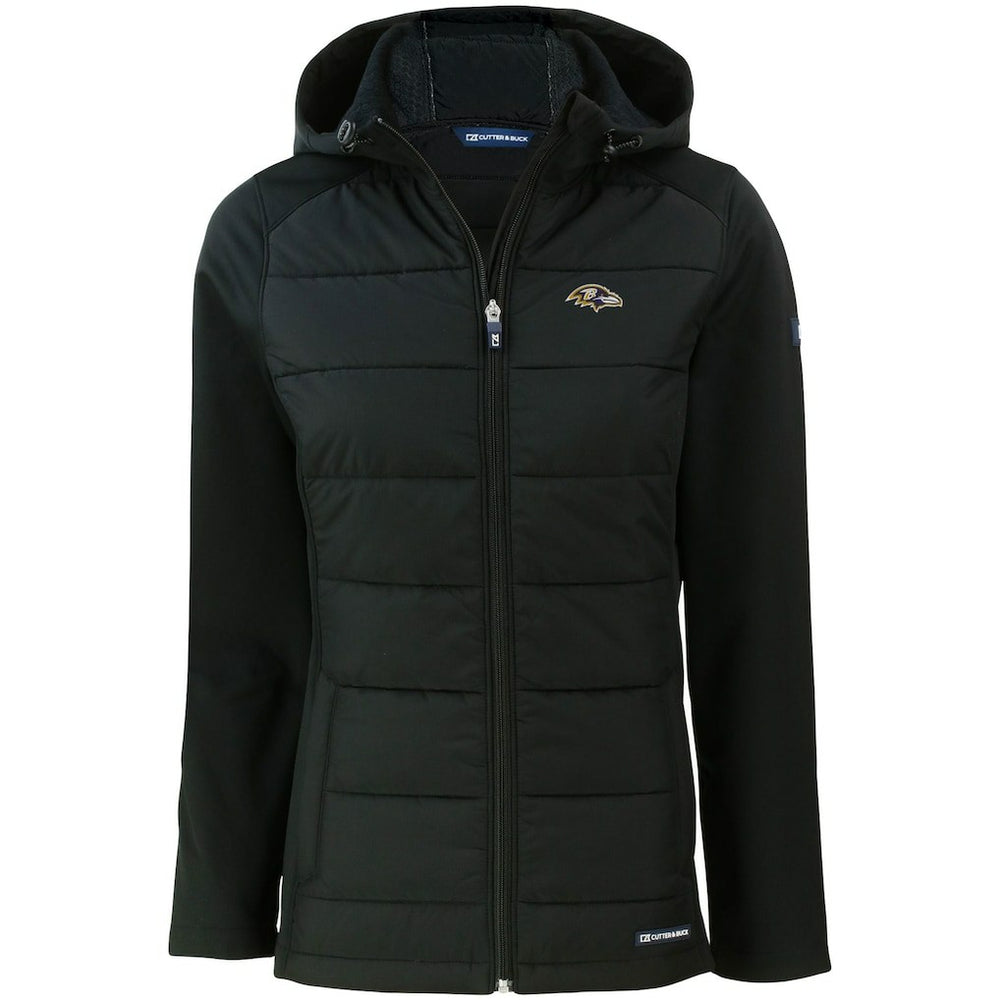 Cutter & Buck Women's Evoke PrimaLoft Hybrid Eco Softshell Recycled Full-Zip Hooded Jacket - Baltimore Ravens