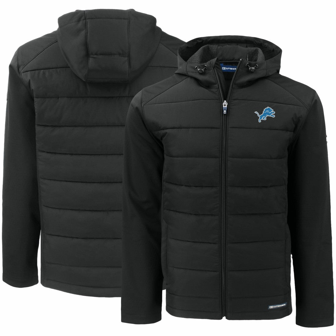 Cutter & Buck Evoke PrimaLoft Hybrid Eco Softshell Recycled Full-Zip Hooded Jacket - Detroit Lions
