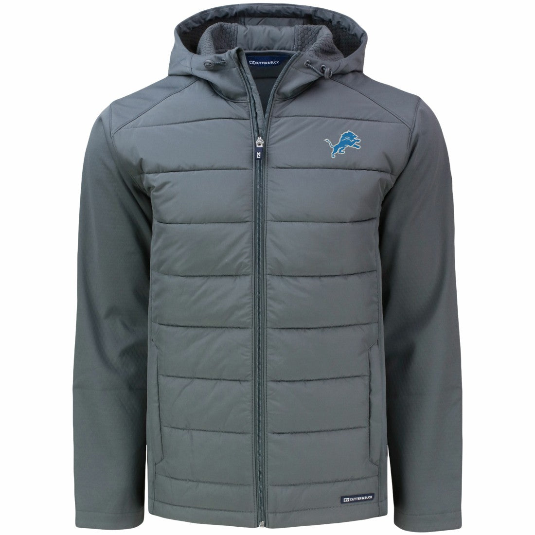 Cutter & Buck Evoke PrimaLoft Hybrid Eco Softshell Recycled Full-Zip Hooded Jacket - Detroit Lions