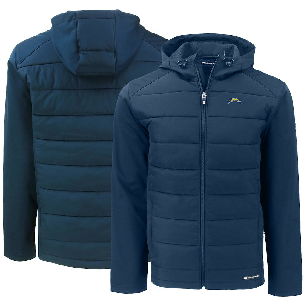 Cutter & Buck Evoke PrimaLoft Hybrid Eco Softshell Recycled Full-Zip Hooded Jacket - Los Angeles Chargers