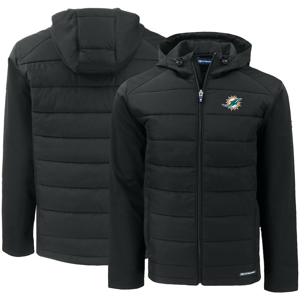 Cutter & Buck Evoke PrimaLoft Hybrid Eco Softshell Recycled Full-Zip Hooded Jacket - Miami Dolphins
