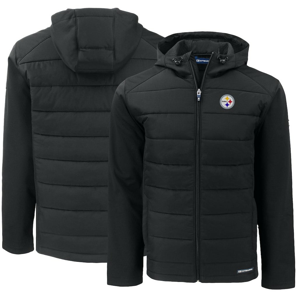 Cutter & Buck Evoke PrimaLoft Hybrid Eco Softshell Recycled Full-Zip Hooded Jacket - Pittsburgh Steelers