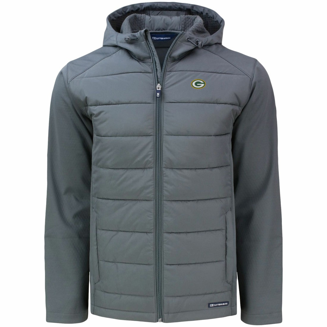 Cutter & Buck Evoke PrimaLoft Hybrid Eco Softshell Recycled Full-Zip Hooded Jacket - Green Bay Packers