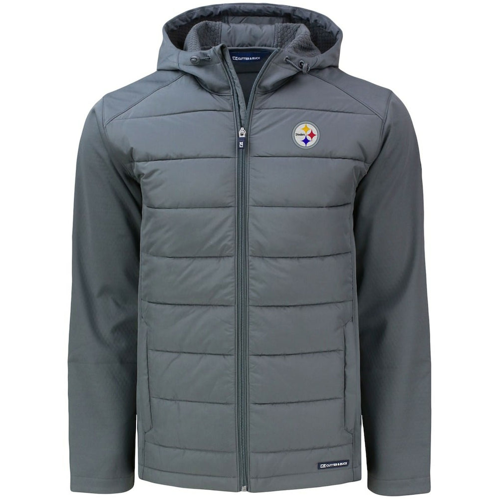Cutter & Buck Evoke PrimaLoft Hybrid Eco Softshell Recycled Full-Zip Hooded Jacket - Pittsburgh Steelers