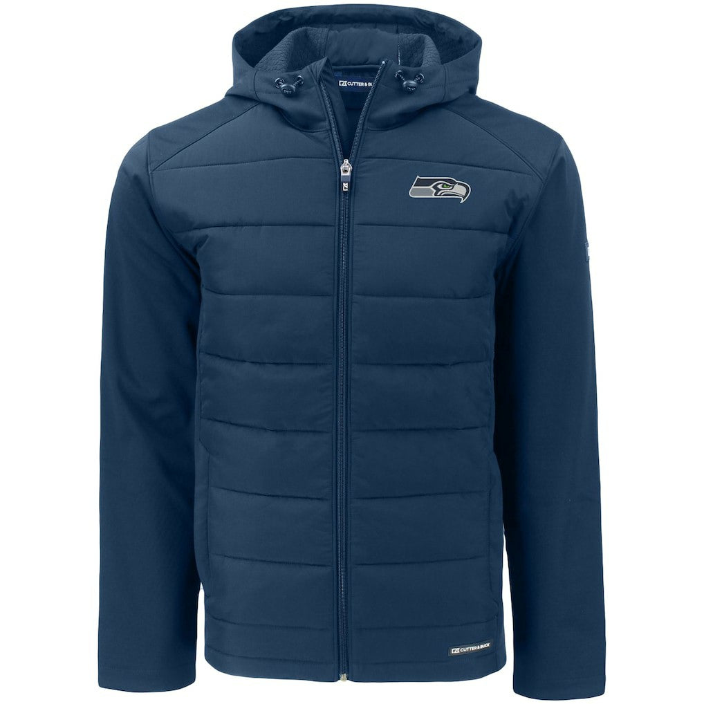 Cutter & Buck Evoke PrimaLoft Hybrid Eco Softshell Recycled Full-Zip Hooded Jacket - Seattle Seahawks