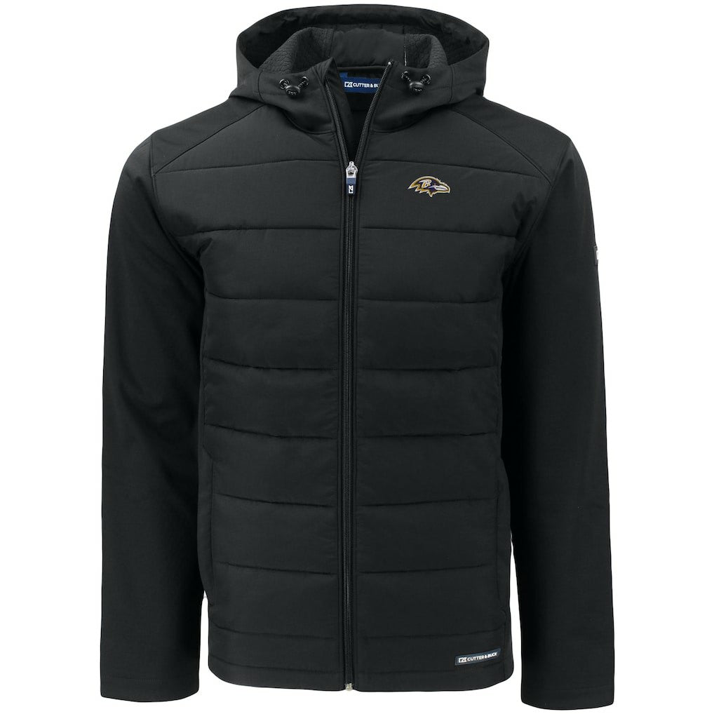 Cutter & Buck Evoke PrimaLoft Hybrid Eco Softshell Recycled Full-Zip Hooded Jacket - Baltimore Ravens