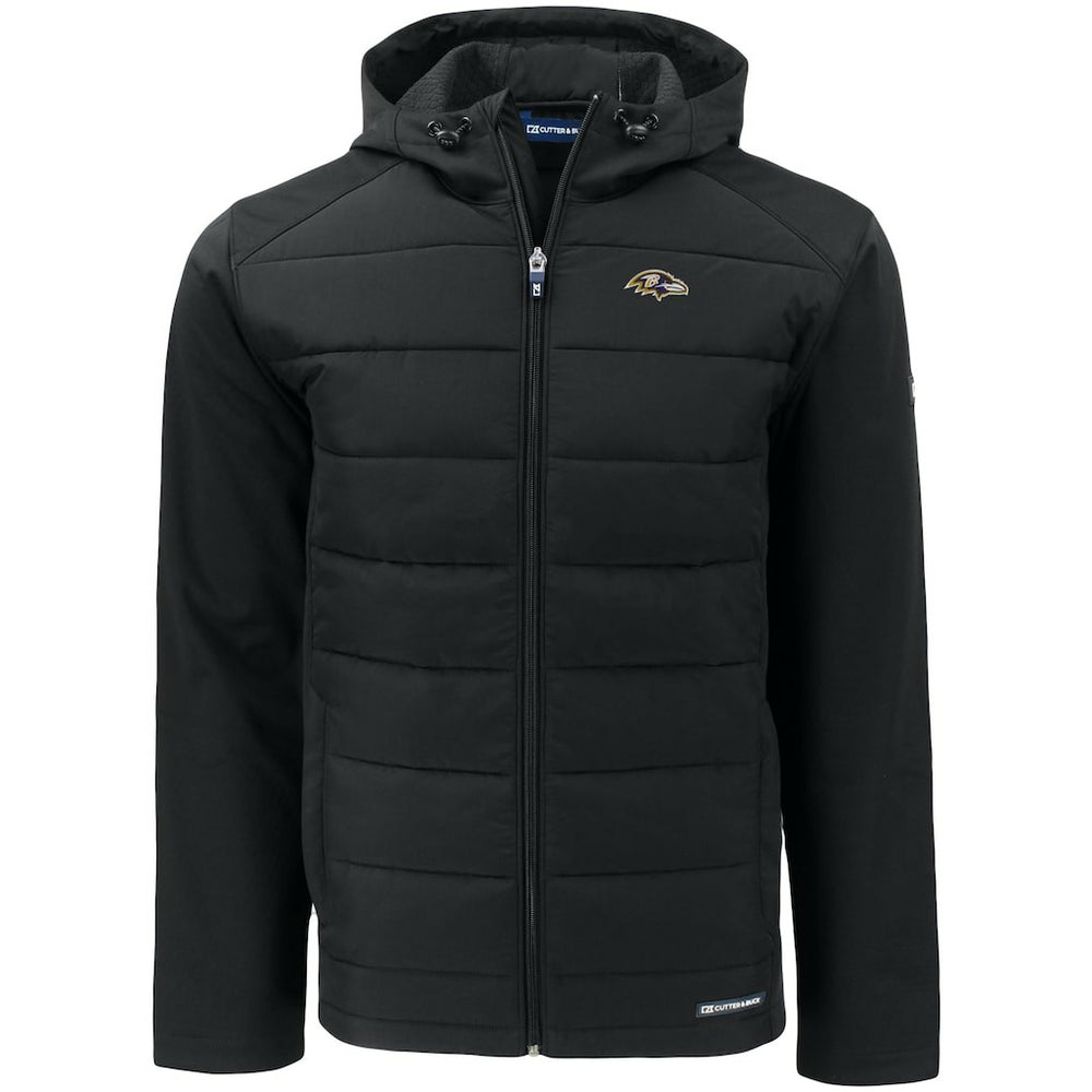Cutter & Buck Evoke PrimaLoft Hybrid Eco Softshell Recycled Full-Zip Hooded Jacket - Baltimore Ravens