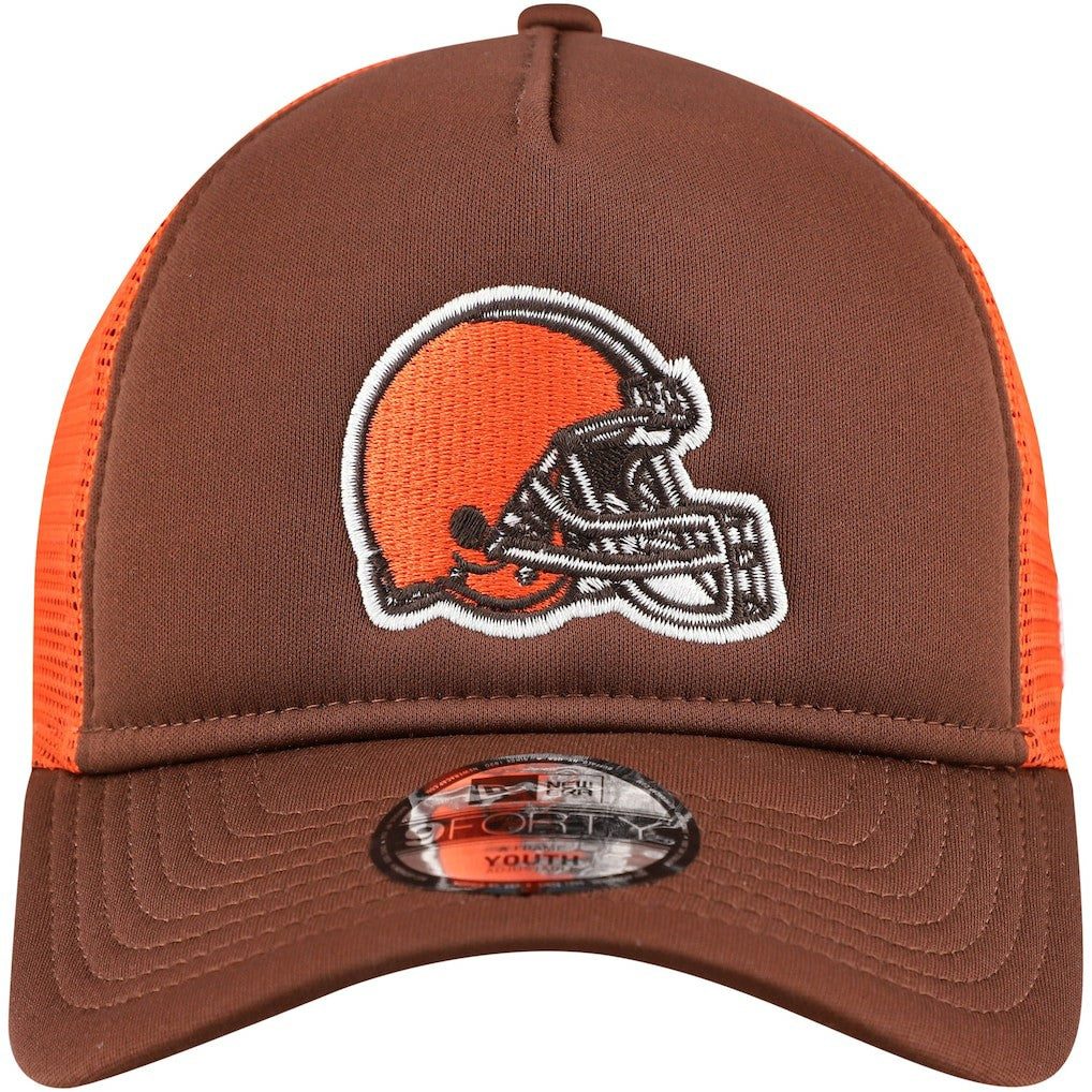 Youth A-Frame 9FORTY Trucker Adjustable Hat - Cleveland Browns