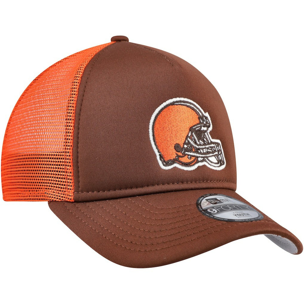 Youth A-Frame 9FORTY Trucker Adjustable Hat - Cleveland Browns